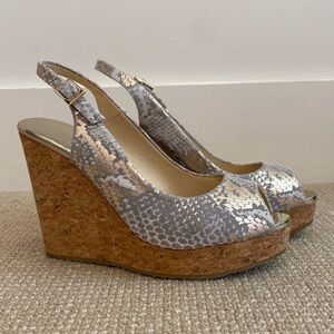 Jimmy Choo Prova Snake-Print Slingback Wedges